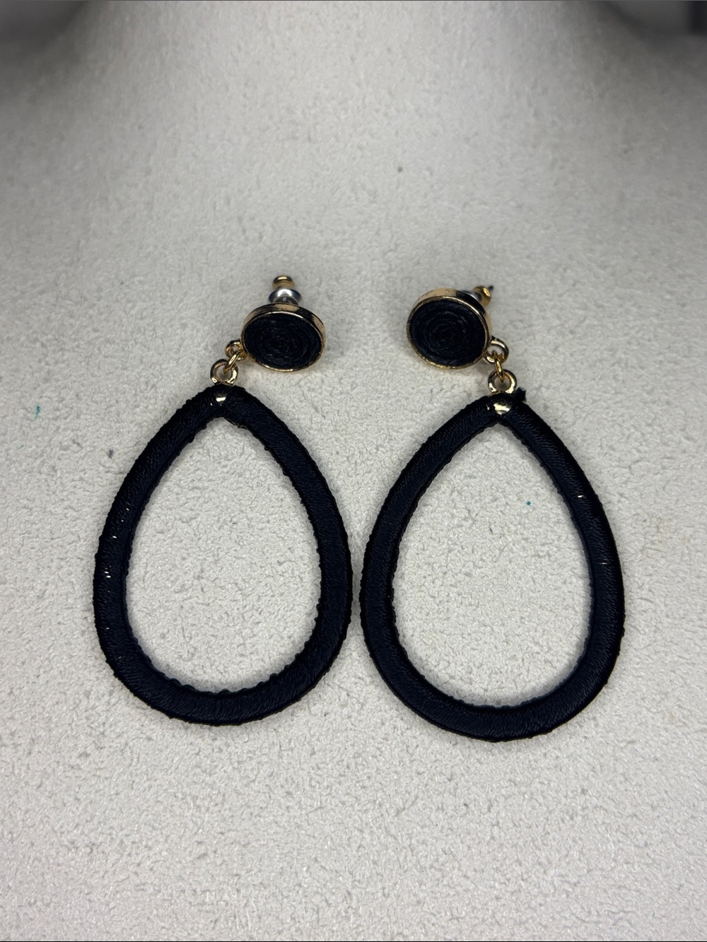 Hannah Black Teardrop Dangle Earrings with Gold Accents